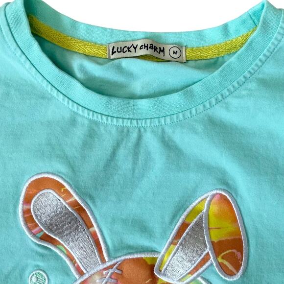 BKYS Lucky Charm Blue Embroidered Bunny TShirt Men's Size Medium - Picture 3 of 5